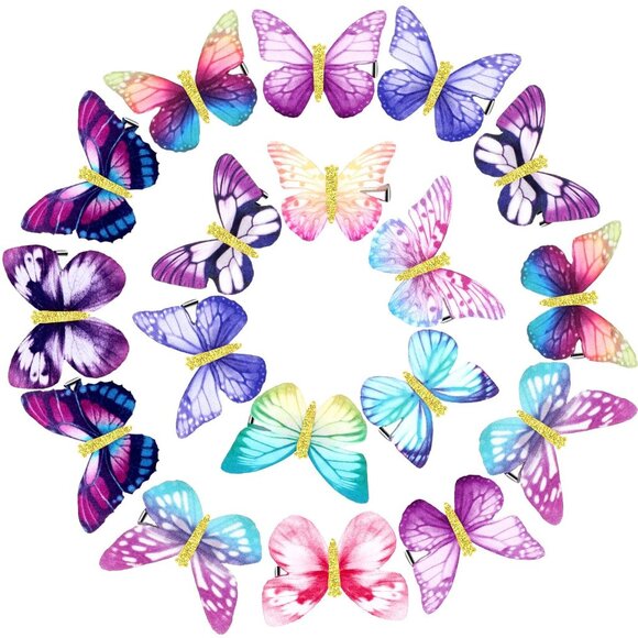 18 Pieces Glitter Butterfly Hair Clips for Girls